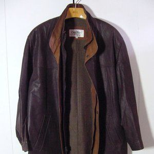 Vtg Day Furs Brown Two Tone Light Weight Leather Zip Jacket Sz XL